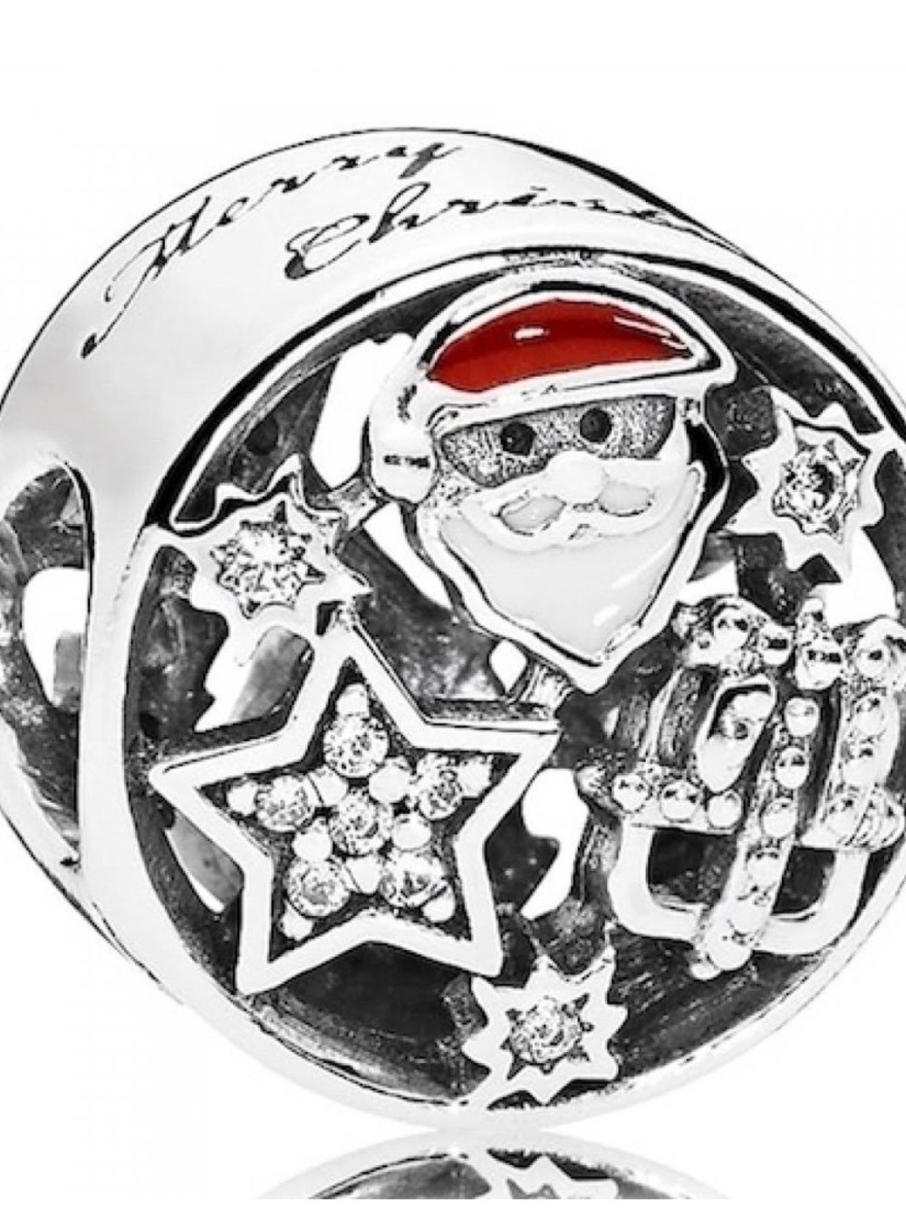 Pandora Christmas Joy retired Silver Charm with Red Enamel 796364 CZ